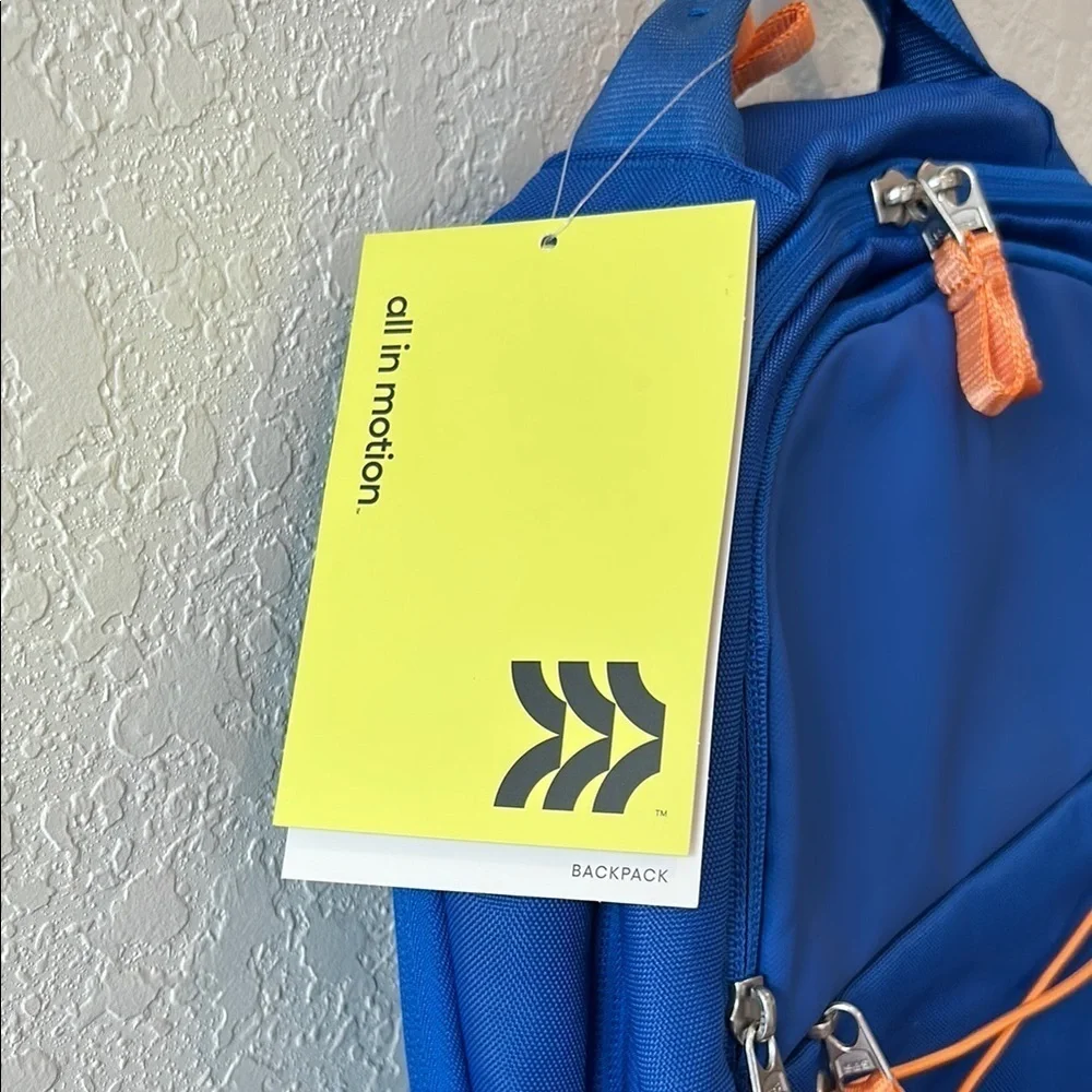 All in Motion Blue and Orange Sporty Backpack with Padded Straps